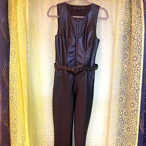 Faux Leather belted Motto jumper